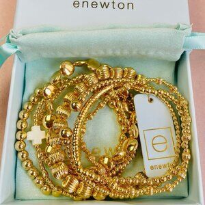 Enewton 8-Piece Gold Bead Cross Bracelet Stack Set
